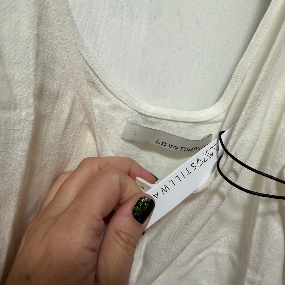 Stillwater Cream Button-Front Crop Top with Drawstring NWT - Picture 2 of 4